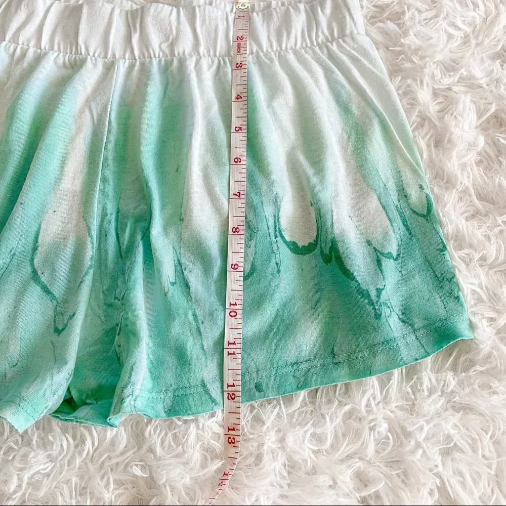 Maronie x Revolve Green and White Tie Dye Elastic Waist Lounge Shorts SZ M BNWT
